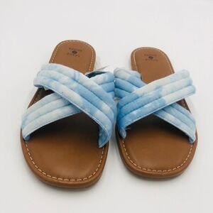 Brand New Shade Shore Blue/ Perla Women Sandals Size 9 Slide On Flats Textile Up